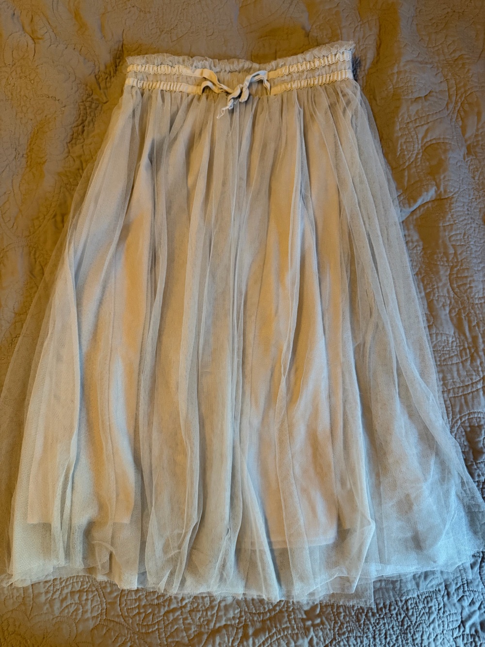 Fairygrunge Light Gray Tulle Midi Skirt